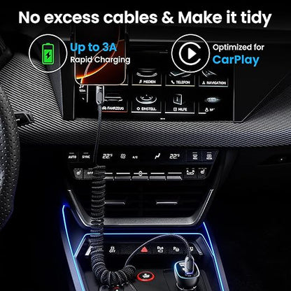 Coiled USB C to USB C Cable 2Pack 3FT Braided Retractable Fast Charging Cable - Image 2