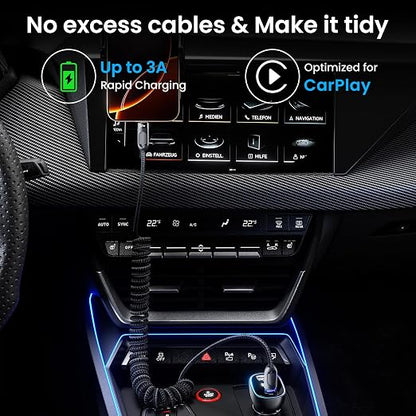 Coiled USB A to USB C 2Pack 3FT Braided Retractable Fast Charging Cable - Image 2