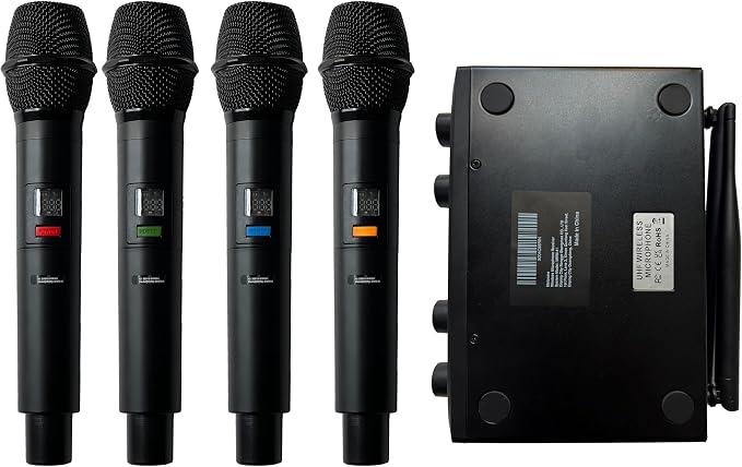 4-Channel Wireless Microphone System, UHF Compact Cordless Mic Set w/ 4x10 - Image 8