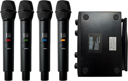 4-Channel Wireless Microphone System, UHF Compact Cordless Mic Set w/ 4x10 - Image 8
