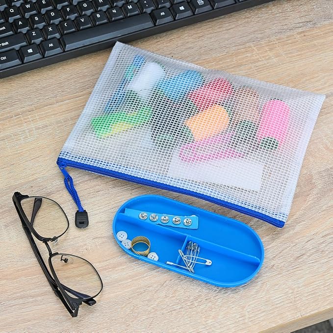 AUSTARK 10 Pcs Zipper File Bags, Waterproof Plastic Mesh Pouch - Image 4