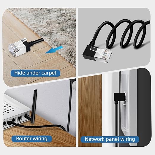 Ultra Thin Cat 6A Ethernet Cable 90° Degree Right Angled 25 Feet 2Pack - Image 4