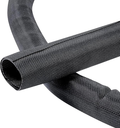 Black Braided Cable Management Sleeves Wire Loom Tubing Cord Protector by BuyUneed