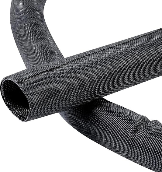 Black Braided Cable Management Sleeves Wire Loom Tubing Cord Protector by BuyUneed