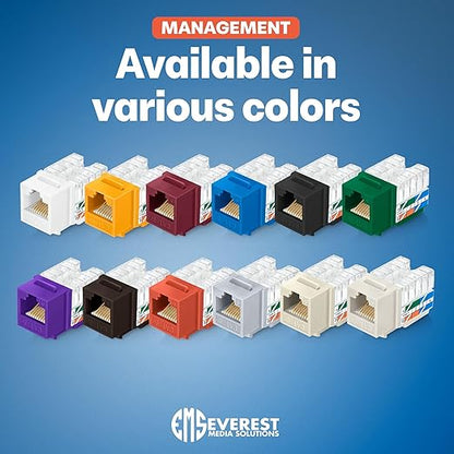 Everest 90° Angled RJ45 Cat6 Keystone Jacks 50-Pack in Ivory - Image 7