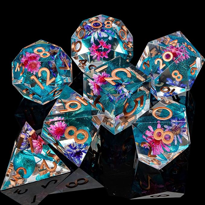 ARUOHHA DND Resin Dice Translucent Sharp Edged Dragons Dice Set - Image 5