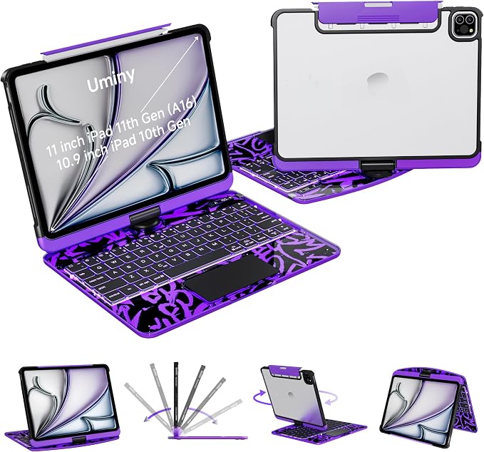 iPad Keyboard Case for iPad 10th Gen & 11th, Magic Wireless Keyboard by Uminy