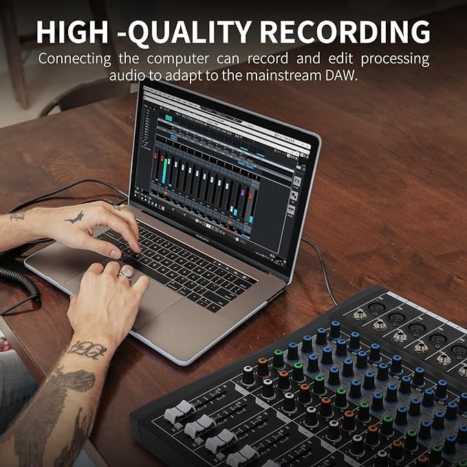 XTUGA 16 Channel Audio Mixer Sound Board Mixing Console, Audio Interface PC USB - Image 3