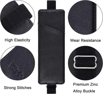 Wisdompro Adjustable Elastic Band Pen Holder, 2 Packs PU Leather Pencil Holder - Image 5