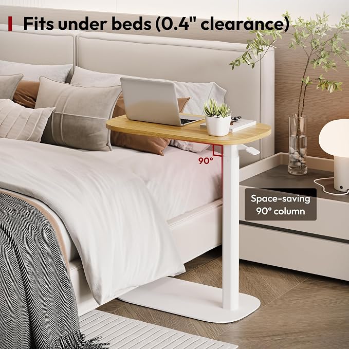 SANODESK Adjustable Overbed Bedside Table Pneumatic Adjustable Height Laptop - Image 3