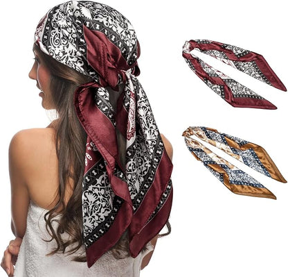 Senker Fashion 35" Head Scarf for Women, Pirate Costume Accessories Silk Red by SenkerFashion