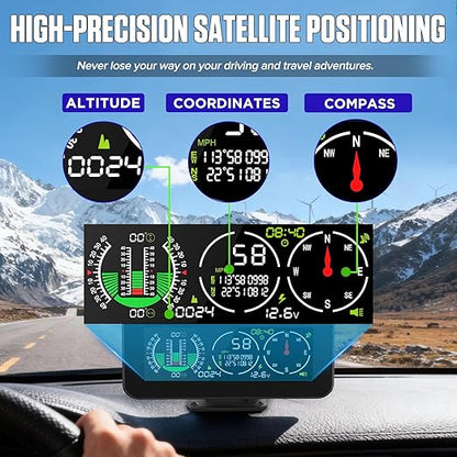 M60 Car Inclinometer for Off-Road SUV Vehicles, MPH KMH GPS Speedometer - Image 4