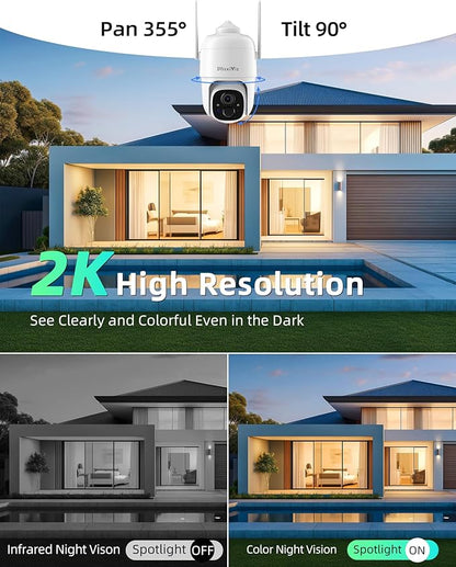 MaxiViz 2K Solar Camera Security Outdoor, 100% Wire-Free Security Cameras - Image 2