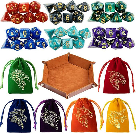 DND Dice Set 42 Pcs Polyhedral Dungeons and Dragons Rolling Dice by PUGED
