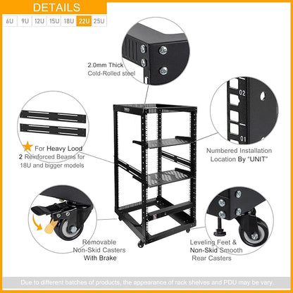 RIVECO 22U Open Frame Server Rack - Image 4