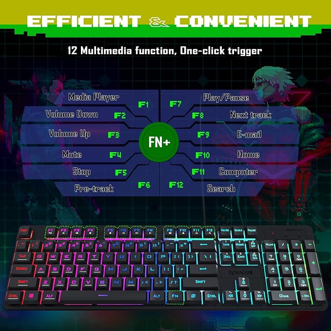 Redragon Updated S107 Gaming Keyboard and Mouse, RGB Gaming Keyboard and 10000 - Image 5