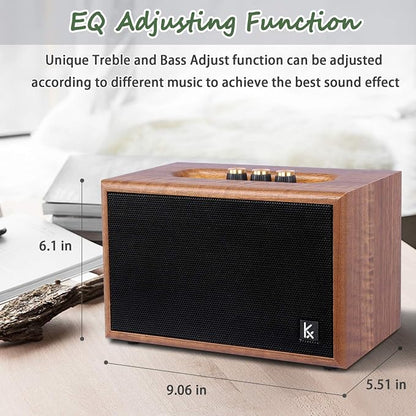 Retro Wooden Bluetooth Speaker, KONEX 40W Vintage Portable Wireless Speaker - Image 6