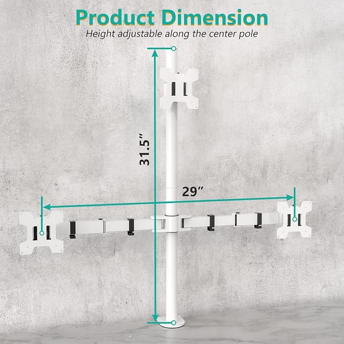 WALI Triple Monitor Stand, Fully Adjustable Three Monitor Desk Mount Fits 3 - Image 4