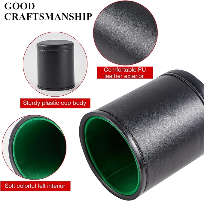 5 Pack Black Leather Dice Cups - Image 5