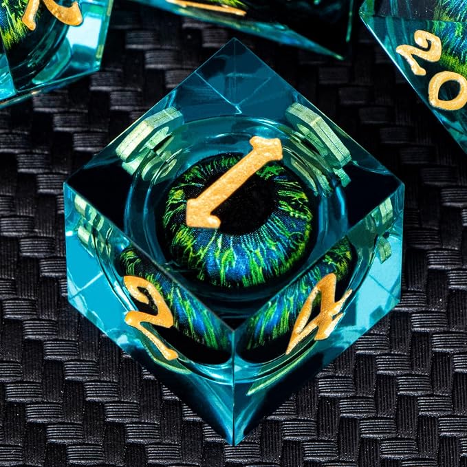 ARUOHHA DND Resin Dice Dragon Eye Dice Liquid Core Red Sharp Edged Dice Set - Image 3