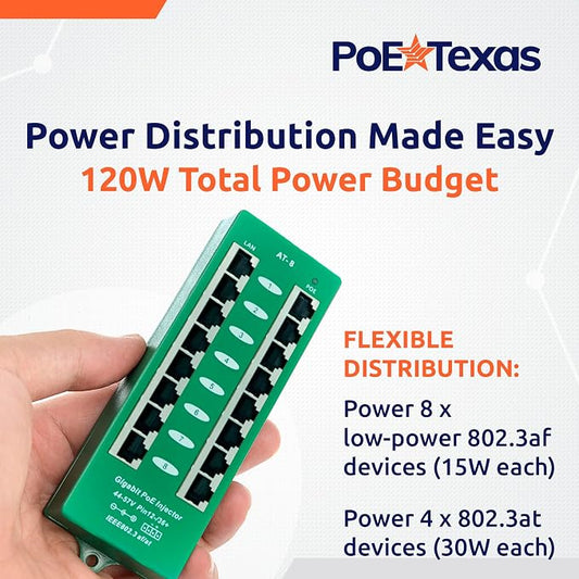 PoE Texas 8 Port PoE/PoE+ Active Mode A Injector - Image 2