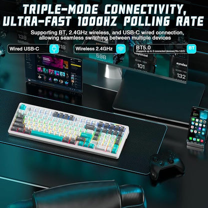 LINGBAO K98 Wireless Mechanical Gaming Keyboard, 10000mAh Battery Tri-Mode - Image 3