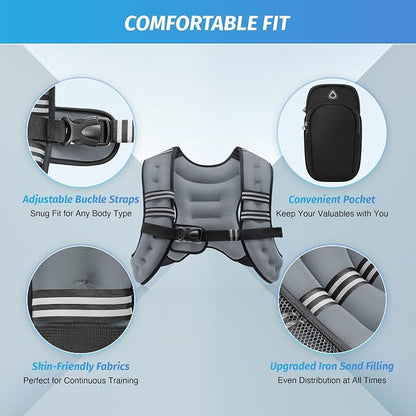 ZELUS Weighted Vest, 6lb/8lb/12lb/16lb/20lb/25lb/30lb Weight Vest - Image 2