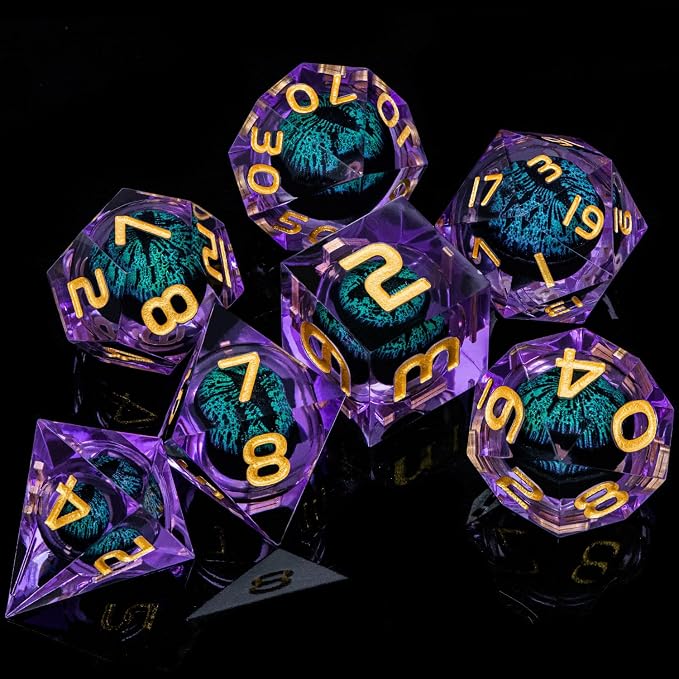 ARUOHHA Dragon Eye DND Dice, Liquid Core Polyhedral D and D Dice Set D20 D12 - Image 6
