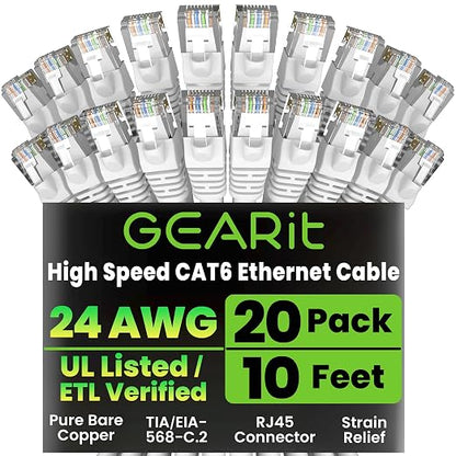 GEARit Cat 6 Ethernet Cable Cat6 Network Patch, Snagless Cord, Internet by GEARit