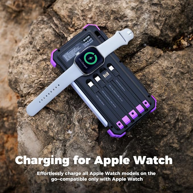 BLAVOR Solar Power Bank 20000mAh/74000mWh Built-in Cables, Wireless Charger - Image 4