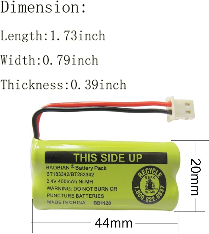 2.4V 400mAh Cordless Home Phone Battery Compatible - Image 3