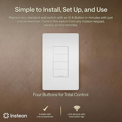 Insteon i3 Keypad 4-Button Smart Light Switch, KP014 - Image 6