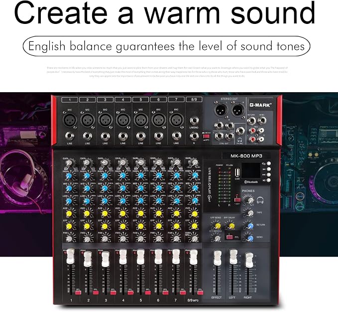 G-MARK MK800MP3 Professional Audio Mixer Sound Board 8 Channels Mixing Console - Image 8