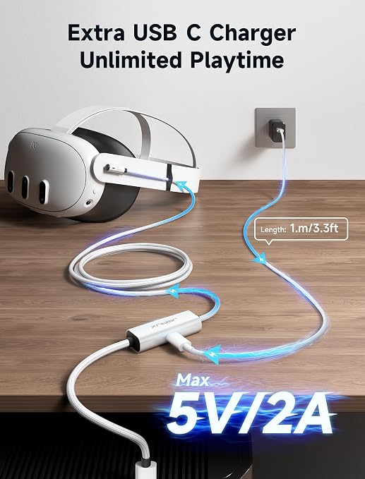 JSAUX Link Cable 16FT with Charging Compatible with Meta Quest 3S/Quest3/2/Pro - Image 3