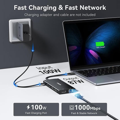 USB C Hub USB C Docking Station Dual Monitor 4K@60Hz+DP 8K@30Hz - Image 6