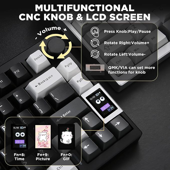 YUNZII AL80 Wireless Mechanical Keyboard, Full Aluminum CNC, Smart LCD Display - Image 7
