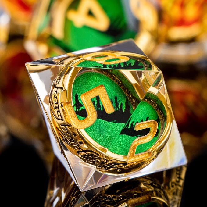 Magic Golden Ring DND Dice Set Sharp Edge Red Gaze Eye Resin Dice - Image 5