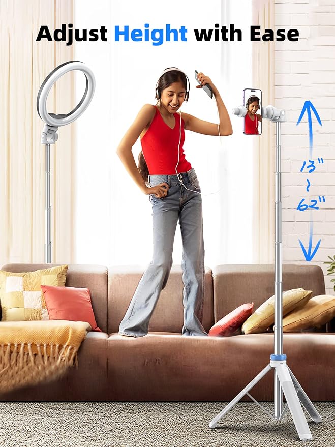 Kaiess 62" Phone Tripod & Selfie Stick, Extendable Photography Light Stand - Image 3