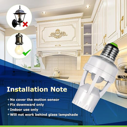 Hortsun 3 Pcs Motion Sensor Light Socket Smart Screw in Light Bulb Outlet - Image 3