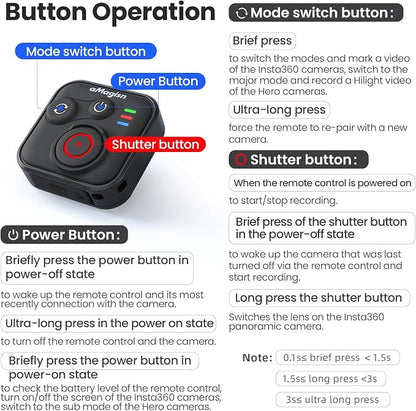 YDW Bluetooth Remote Control for INSTA360 X5 X4 X3 X2/Ace Pro2/Ace Pro/Ace/GO - Image 9