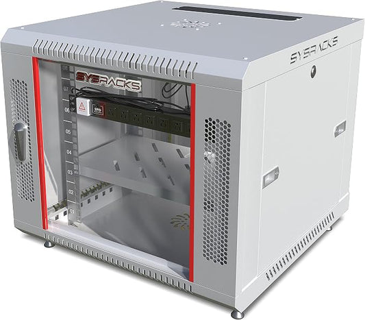 9U Wall Mount Server Rack Cabinet 24” Deep, 19” Network & AV Enclosure by SYSRACKS