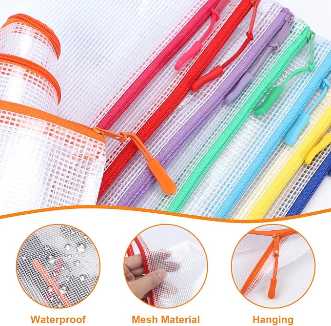 20pcs A3 17x12 Inches Extra Large Zipper Bags, Reusable Mesh Pouches - Image 3