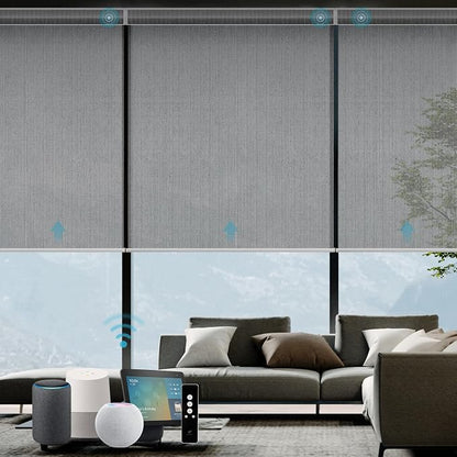 SmartWings Motorized Light Filtering Roller Shades Work by SmartWings