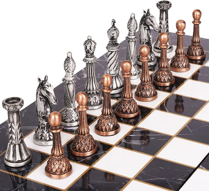 Retro Metal Chess Set for Adults and Kids – Marbling Chess Board - Image 3