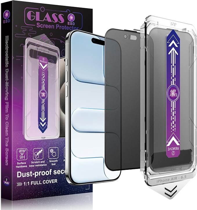 Matte Privacy Screen Protector for iPhone Air 6.5-Inch, Auto Dust Removal by Unknown