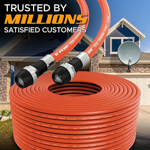 G-PLUG RG6 Coaxial Cable 100FT – Triple Shielded, Waterproof, 75 Ohm - Image 5