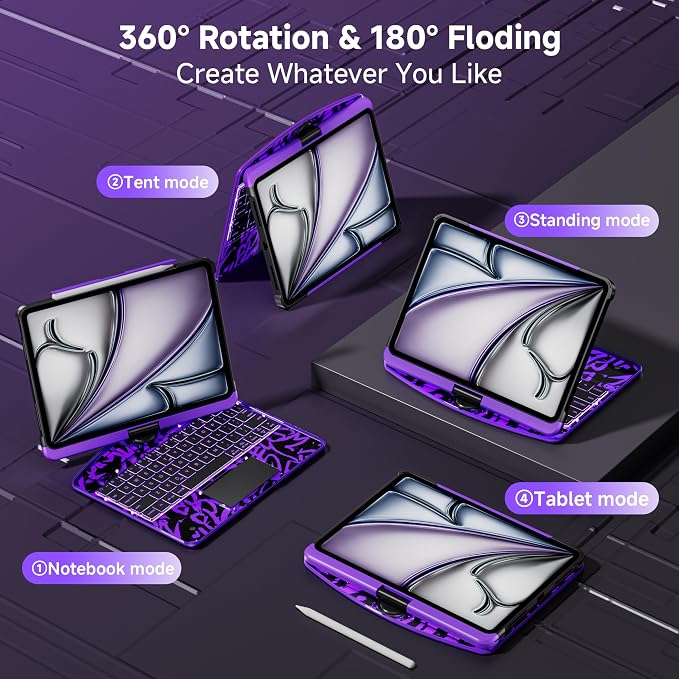 Keyboard Case for iPad 11 inch Pro 4/3/2/1st Gen & 11’’ iPad Air 2025 M3 - Image 3
