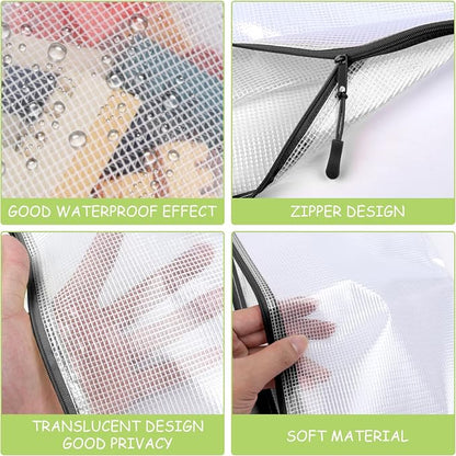24pcs Mesh Zipper Pouches, A3 Size Waterproof Black Zipper Bags, - Image 3