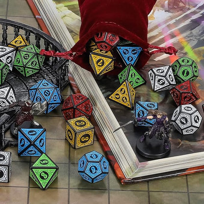 CiaraQ Polyhedral Dice with 5 Pouches, 5 Sets of Retro Dice - Image 4