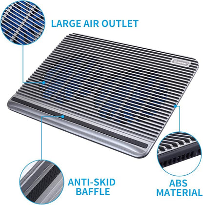 Laptop Cooling Pad, Coolertek USB Powered Laptop Cooler, 2 Blue Silent Big Fans - Image 2
